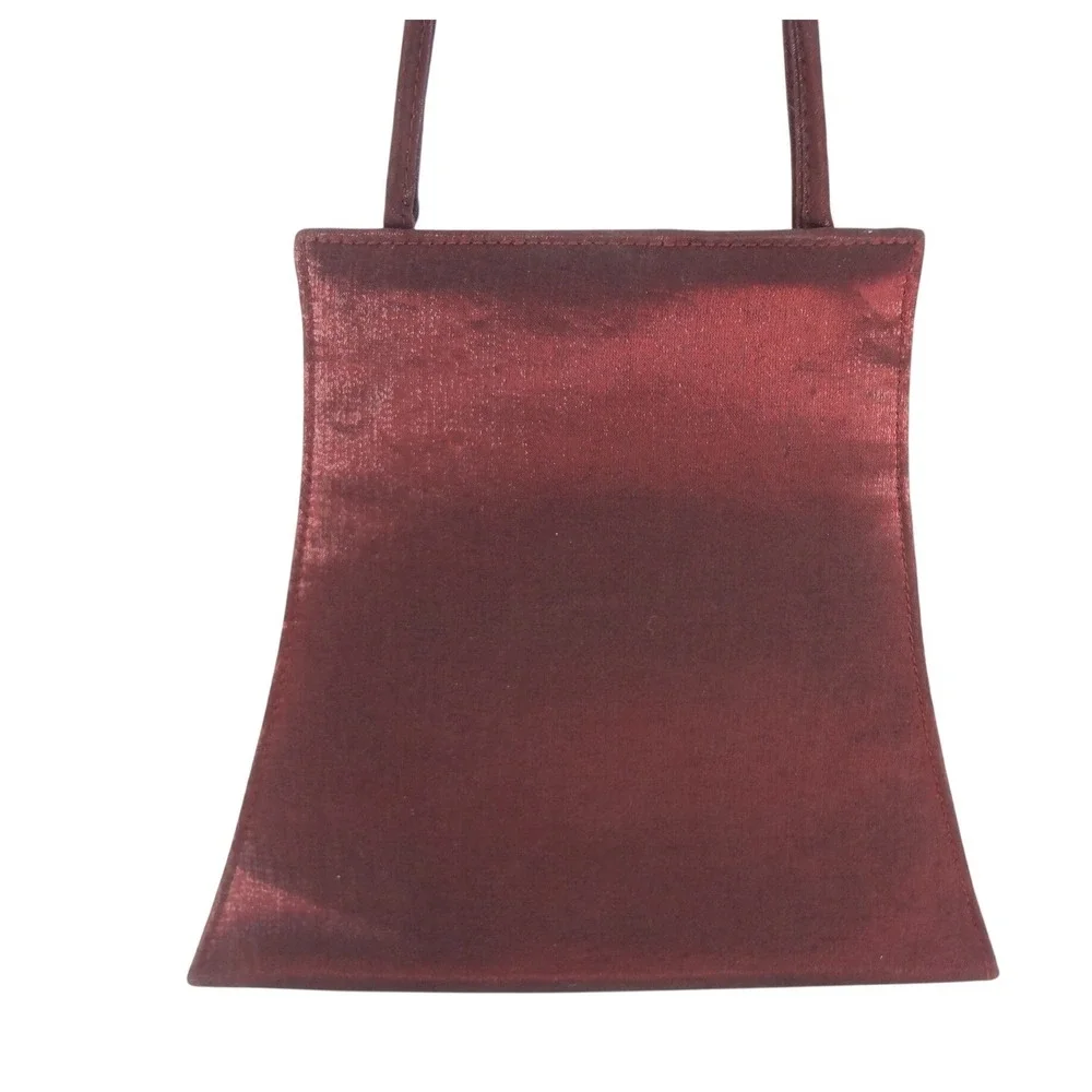 Sasha Evening Bag Women Burgundy Excellent Satin Braided Strap Flared Bag